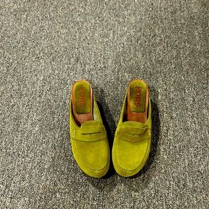 KORS Michael Kors Olive Green Suede Backless Loafer Mules